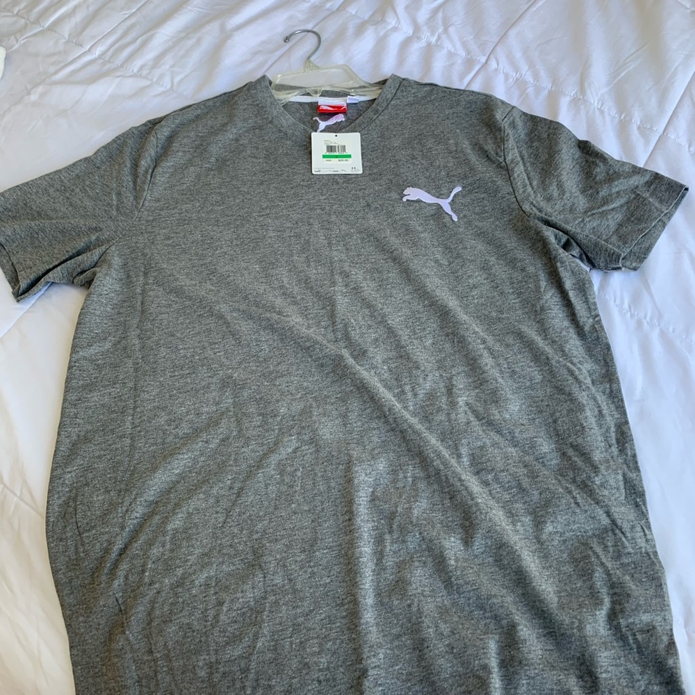Puma-Sport Lifestyle t-shirt, V-neck, Gray, Size L